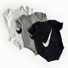 Brand New Genuine Nike Baby Grow Romper Set Three Grey White And Black 0-6Months