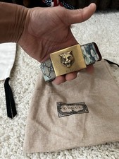 Gucci Bloom Floral GG Canvas Tiger Buckle Belt 85/34 NWOT Dust Bag