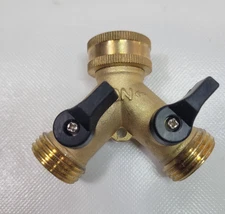 Brass Hose Splitter 2 Way Heavy Duty Y Adapter Connector Garden Faucet