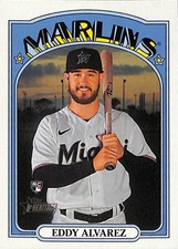 2021 Topps Heritage High Number #528 Eddy Alvarez Miami Marlins Rookie