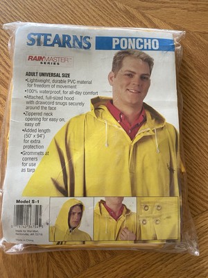 Stearns Poncho Rainmaster Series Model S-1  Adult Universal Size Yellow