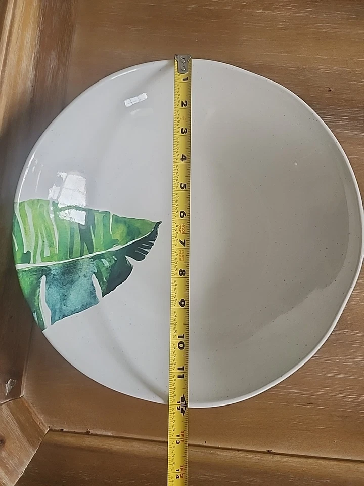 Tommy Bahama Crema Melamina Redondo Tazón para Servir Verde Deja Plato Lavadora Seguro Foto 2 de 4