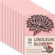 Rubber Linoleum Blocks for Printmaking: 10Pcs 4" x 6" Stamp Carving Kit -