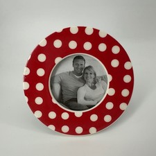 Red White Polka Dot Round Ceramic Picture Frame 3 Inch Photo Opening 60050B-RD