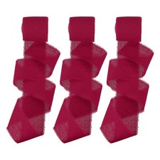 1-1/2"x15 Yd Handmade Fringe Cotton Ribbon Frayed Ribbons Berry Red 3 Roll
