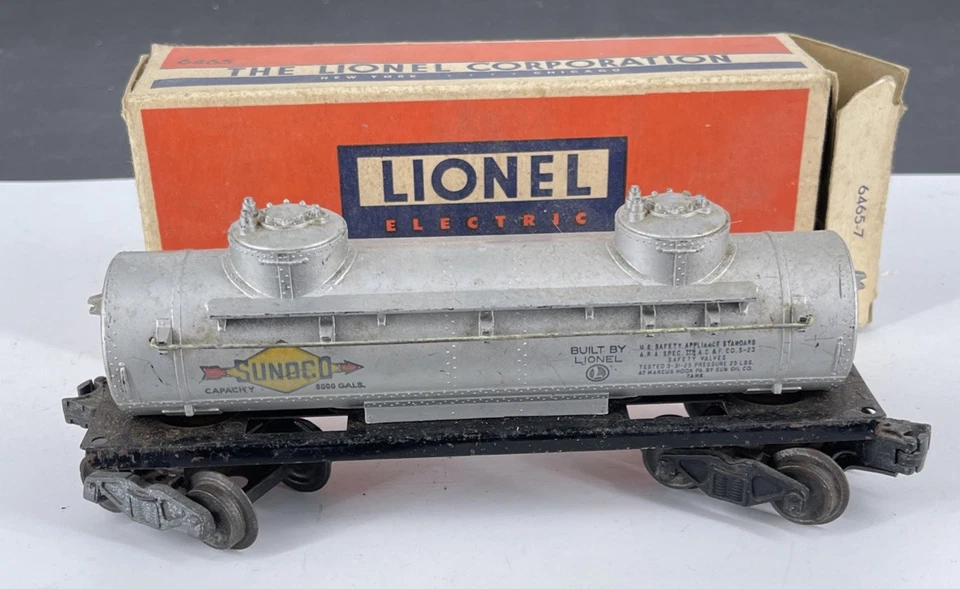 Lionel 6465 Sunoco Tank Car Postwar O-Gauge With Box Good Condition See Pics - Image 3 of 4