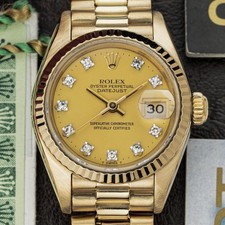 Rolex Lady-Datejust 26mm 1990 Box & Papers 18k Yellow Gold President Ref. 69178