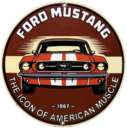 VINTAGE FORD MUSTANG PORCELAIN SIGN GAS AUTOMOBILE SERVICE MOTOR CO TUCKS DEALER