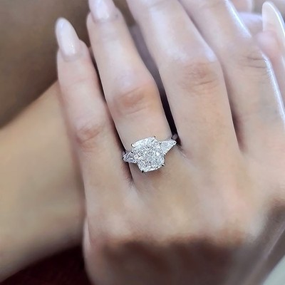 14 Karat Wei�gold eleganter Ring Radiant Cut Diamant Lab Grown 3,4 kt CVD IIG...