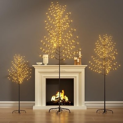 Outdoor Christmas Decorations Lighted Tree Set of 3, Light Christmas Tree 