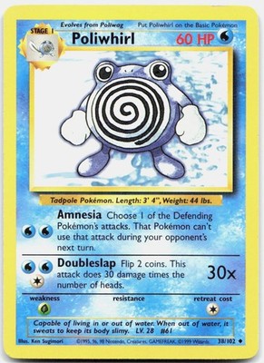 Poliwhirl Uncommon Base Set 038/102 LP