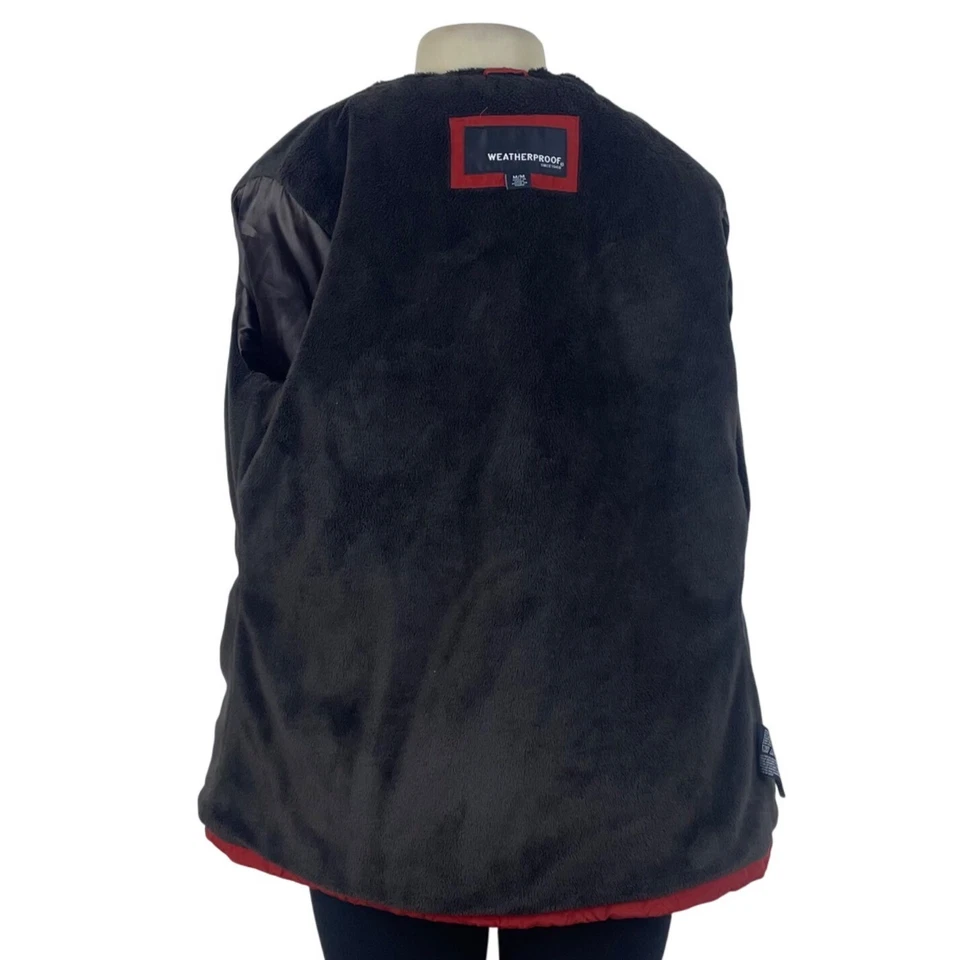 Chaqueta acolchada roja resistente a la intemperie para mujer sintética forrada Sherpa cremallera completa talla M Foto 4 de 4