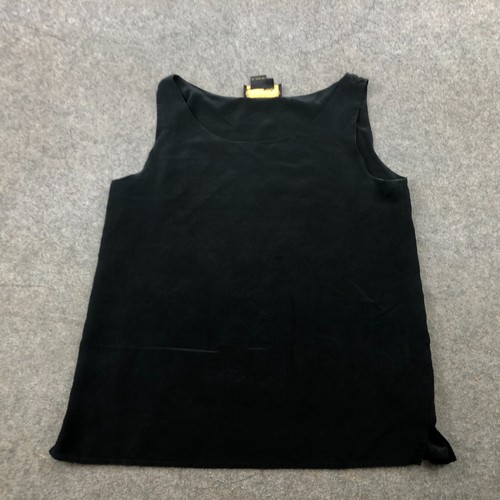 Vintage Classiques Entier Top Women 6 Black Solid Tunic Sleeveless Silk - Picture 2 of 8