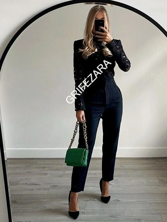 Zara high waisted trousers in black