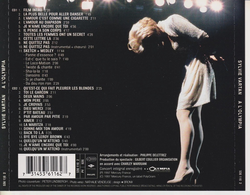 SYLVIE VARTAN A L'Olympia (CD 1997) 2 DISCOS 37 canciones concierto pop francés en vivo Foto 2 de 2