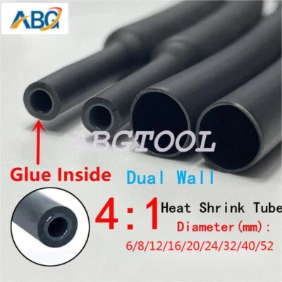 4:1 Shrink heat shrink tube Double wall tube with glue heat shrink tube black AU - image 1 of 4