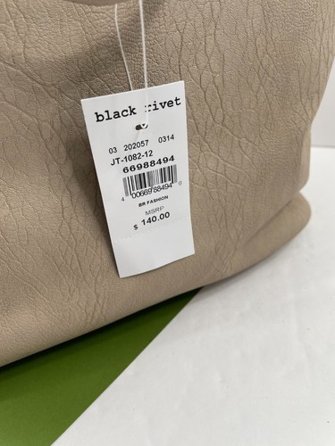 Black Rivet Brand Faux Leather Beige Gold Rivet Front Hobo Shoulder NWT - Picture 5 of 8