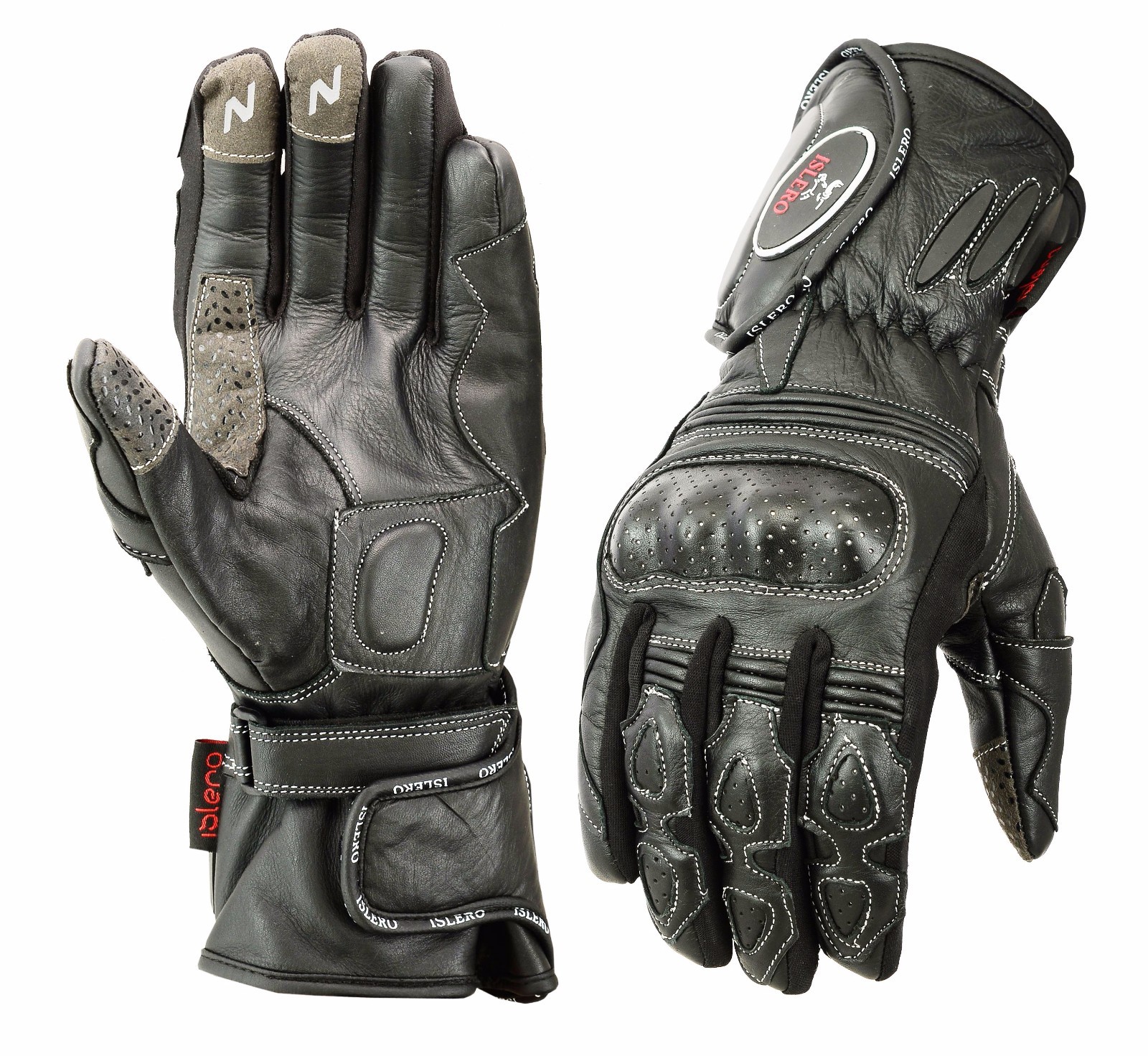 ISLERO Leather Thermal Winter Motorbike Motorcycle Gloves Carbon Fiber
