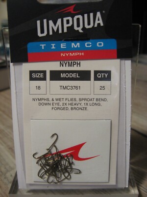 25 Umpqua Tiemco Fish Hooks - Nymph Wet Fly Sproat Bend 2X Heavy 1X Long Size 18