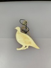 Wooden Natural Grouse Bird Hanging Decoration 3.25" Wide x 3.5" High