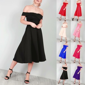 wrap off the shoulder midi dresses