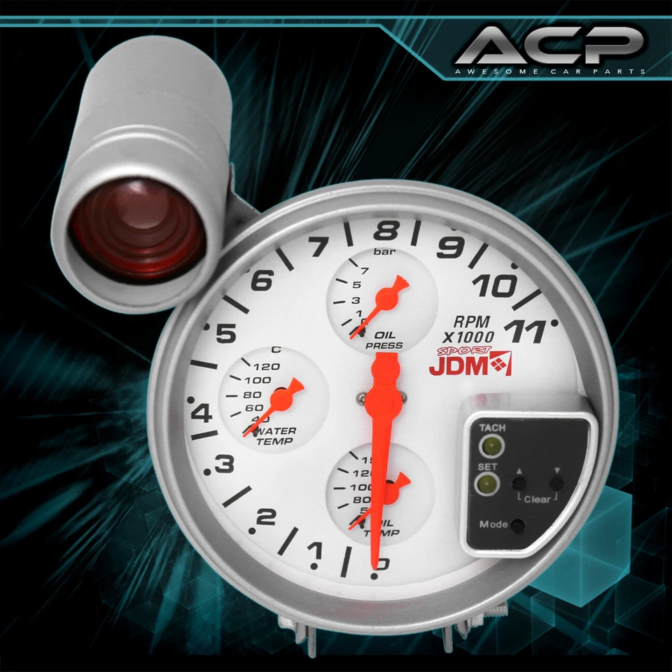 Medidor de tacómetro 4 en 1 RPM para Dodge Jeep Sport con kit de luz de cambio blanco Foto 4 de 4