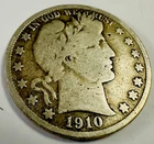 1910-S Barber Half Dollar  Low Mintage 90% silver Coin Fine Details # BHD1910-S