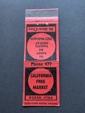 Libro de cerillas vintage de Utah “California Free Market” Ogden