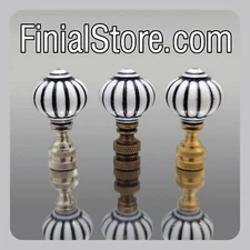 White/Black, Acrylic, Lamp Finials Nickel, Polished, Antique Brass Bases
