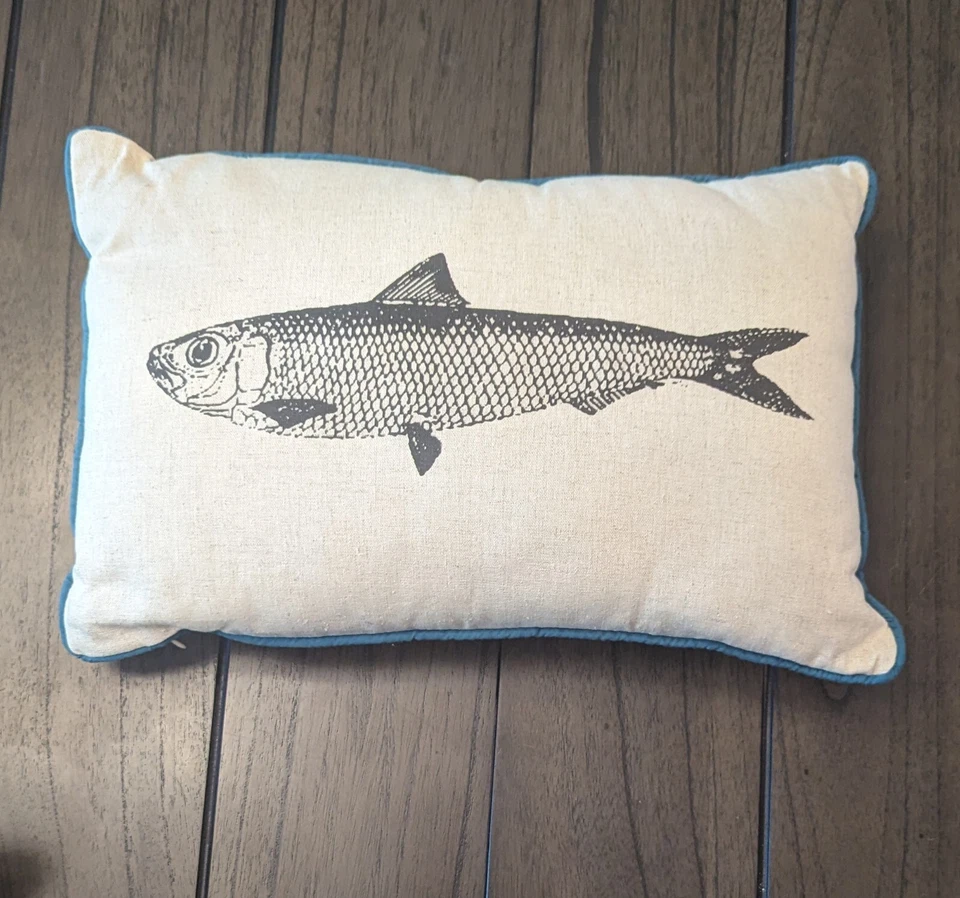 Creative Co-op Set Of 3 Home Decor Pillows Fish Octopus Cotton Linen 16" x 11" - Image 3 of 4