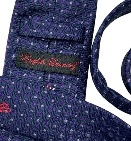 Corbata ENGLISH LAUNDRY 100% Seda LUJO Corbata Azul Geométrica W:3" Usada en Excelente Condición Foto 2 de 4