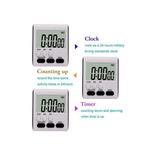 LCD Digitale Grande Cucina Cottura Timer Conto alla Rovescia Orologio Forte Sveglia Magnetica - Foto 7 di 10