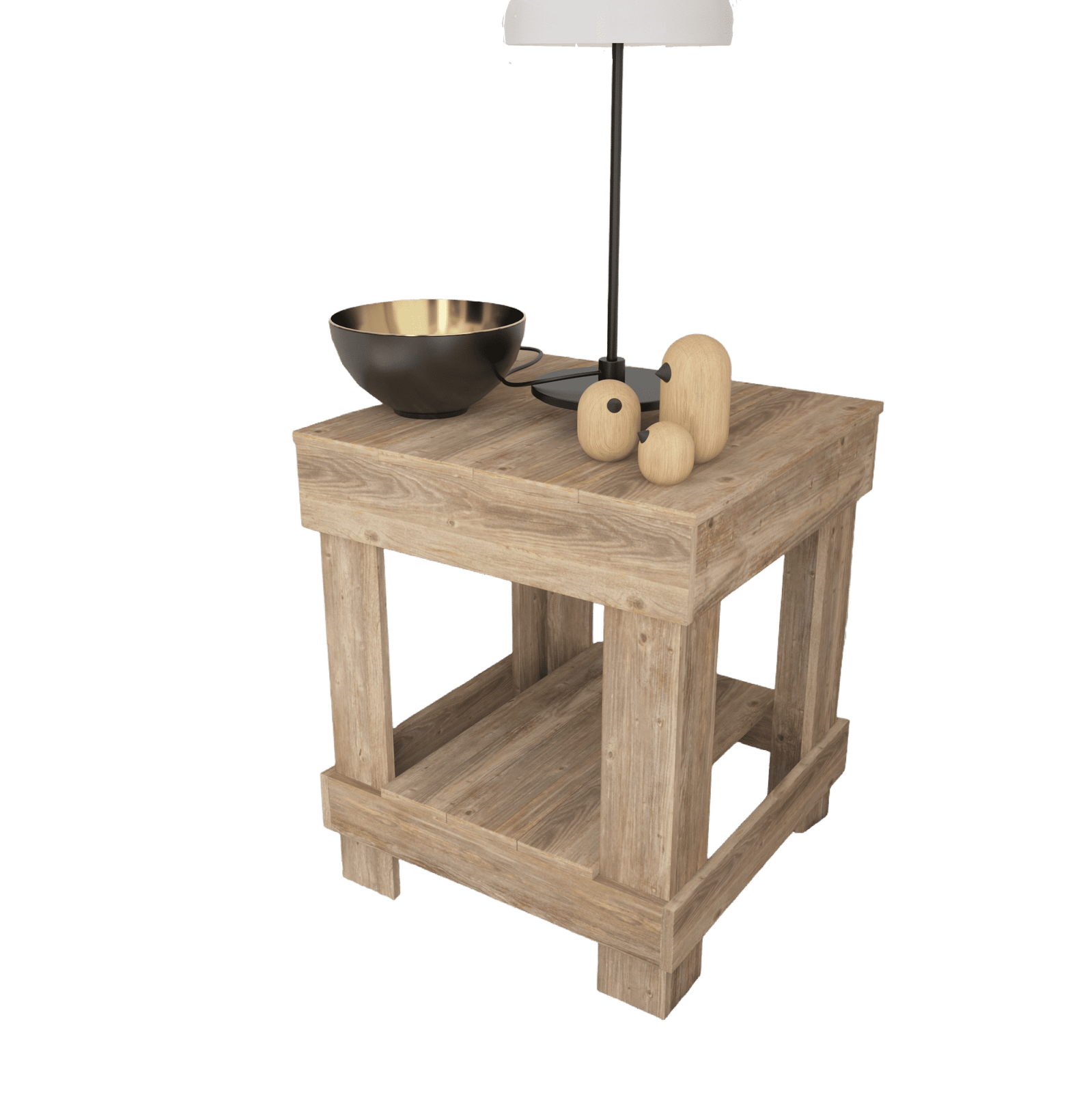 Reclaimed Wood Farmhouse Rustic Square End Table, Natual Brown eBay