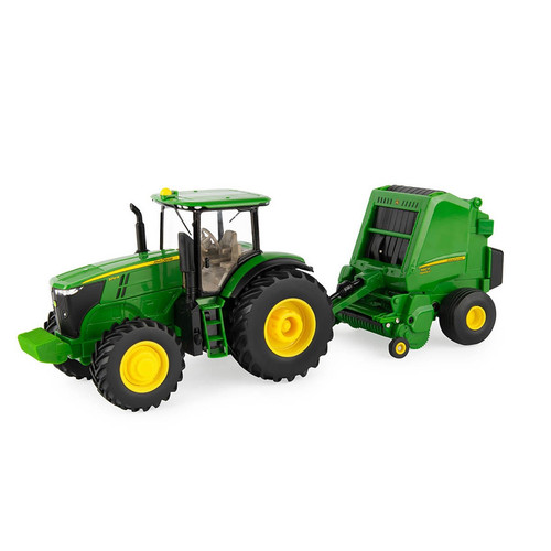 TOMY John Deere 1:32 7270R Tractor & Baler Set LP79389