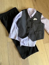 George Boys Suit Pants Vest Shirt Black  Purple 24 Months Pinstripe