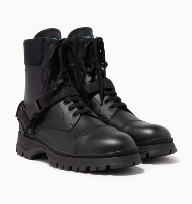 Prada Leather Lace Up Combat Mountain Snow Boots 37 | eBay