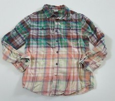 Upcycled Distressed Bleached Hand Dyed Flannel Grunge Rockabilly Shirt Youth L
