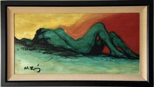 ALBERTO RUIZ VELA VINTAGE MODERN ABSTRACT RECLINING WOMAN OIL PAINTING CUBISM 69