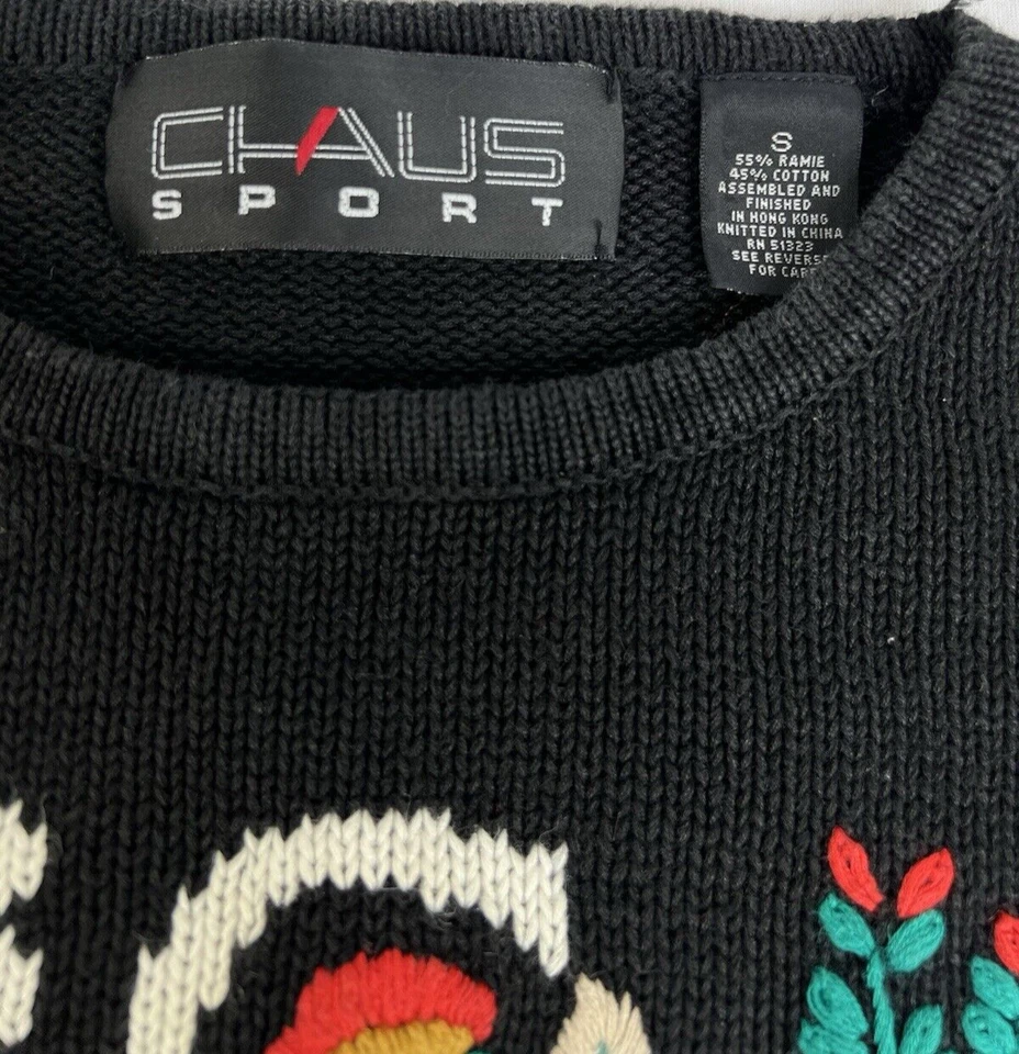 Suéter Vintage Años 90 ABC Profesor Alfabeto Floral Lindo Escuela Bordado Talla S Foto 3 de 4