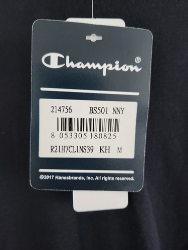 Champion Long Sleeve Pure Cotton T-Shirt Mens Navy Blue UK M Brand New with Tags - Picture 7 of 11