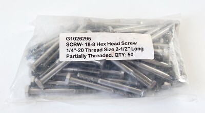 (50) McMaster-Carr 1/4-20 X 2-1/2 Hex Head Bolt Screw 18-8 SS Partially Threaded