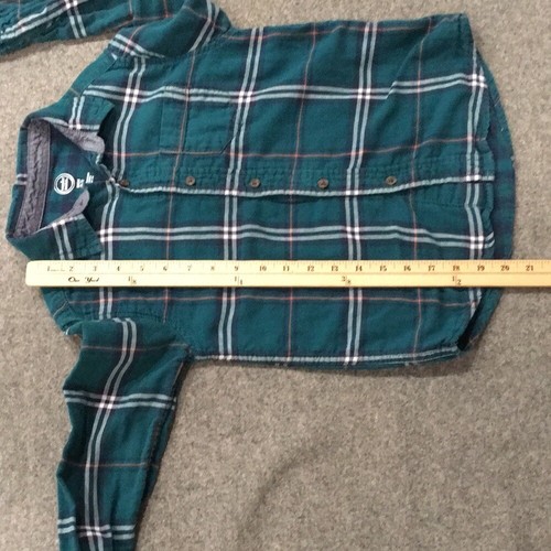 Wonder Nation Boys S 6/7 Shirt Green Plaid Flannel Button Up 100% Cotton Preppy - Picture 9 of 10