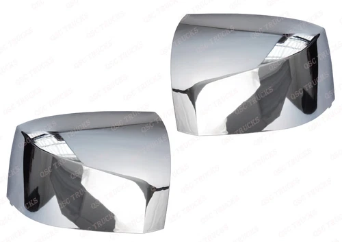QSC Chrome Hood Mirror Cover Pair Left & Right for Volvo VNL Trucks 04-17