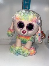 Ty Beanie Boo "Rainbow" Poodle Plush Medium 8" Collectible with Tags 