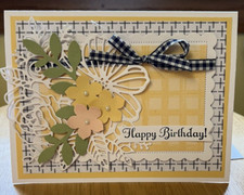 Artisic Flowers Birthday Hand Stamped Card - Blank Inside - Stampin' Up