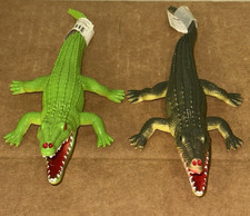 Realistic Rubber Alligator Pair Plastic Reptile Animal Figure Toy Lot Set x2 NEW
