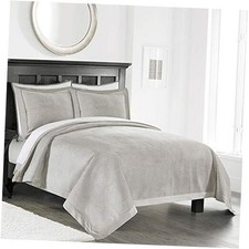 Velvet Lavish Design with Brushed Microfiber 3Pcs Bedspreads King Light Beige