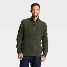 Men's Mock Neck Button Sweater - Goodfellow & Co Olive Green XL
