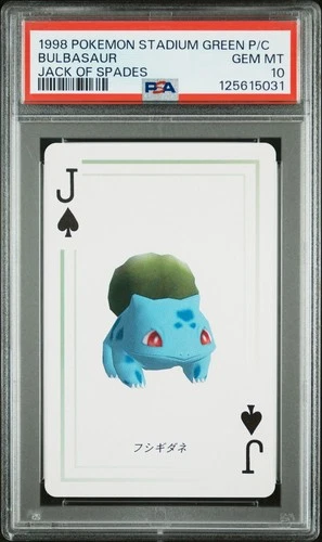 Pokemon Stadium Green Bulbasaur Jack of Spades Playing Card 1998 PSA 10 GEM