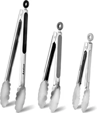 3-Pc Stainless Steel Locking Tongs 7,9,12" Non-Slip Tips